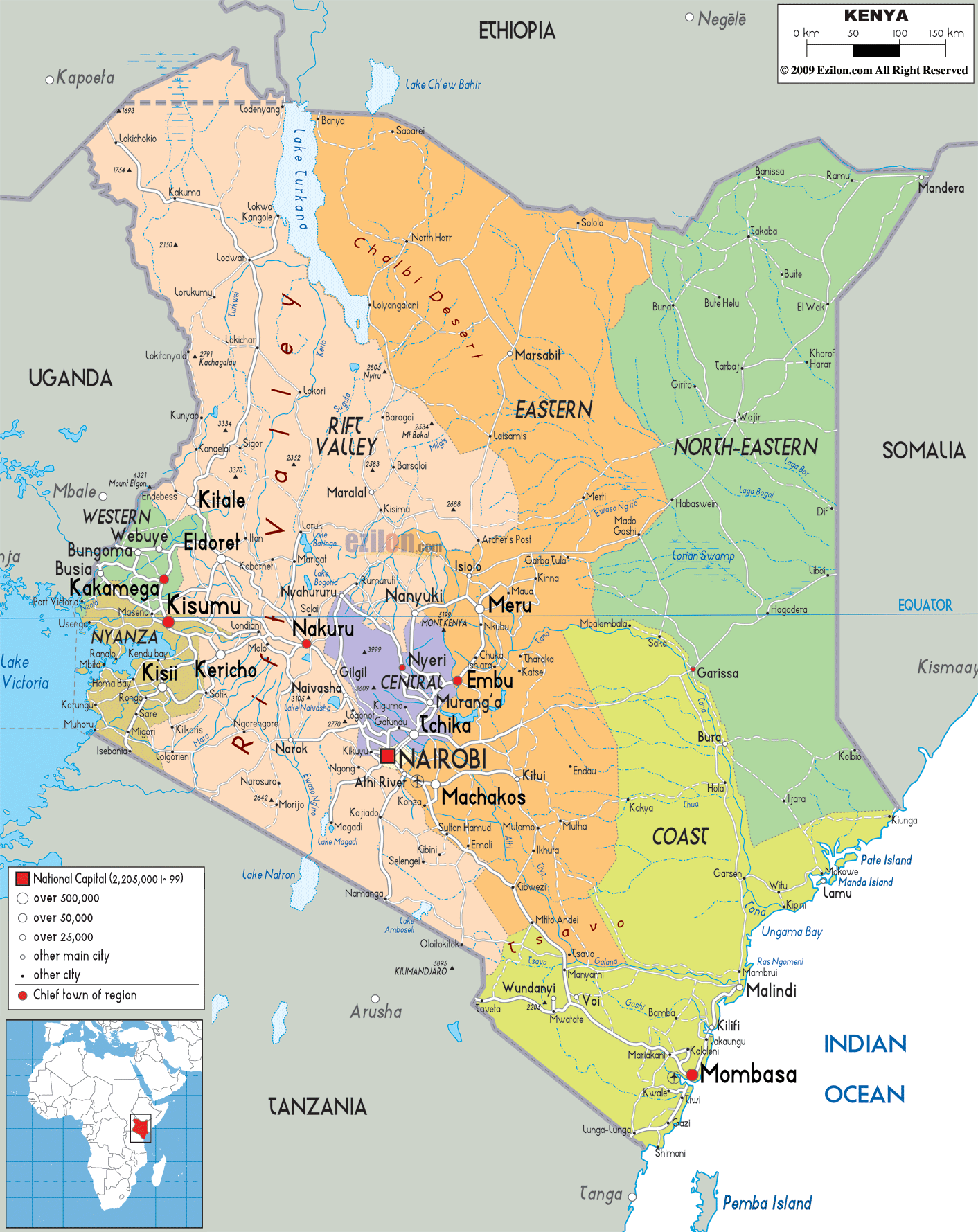 Political Map Of Kenya Ezilon Maps