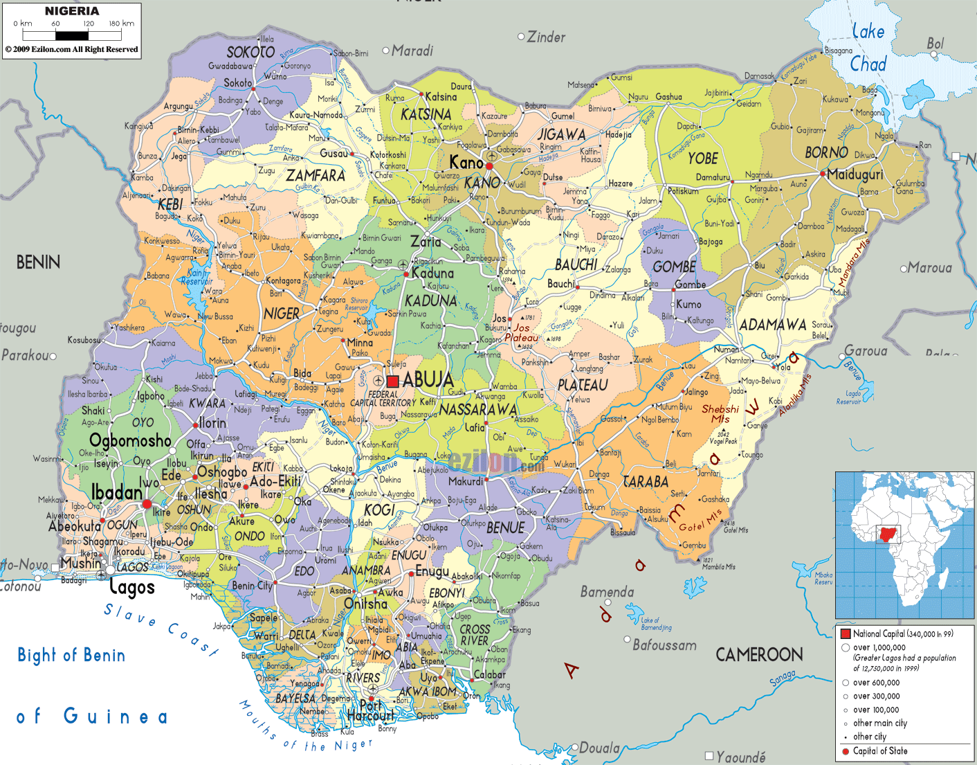 Political Map Of Nigeria Ezilon Maps