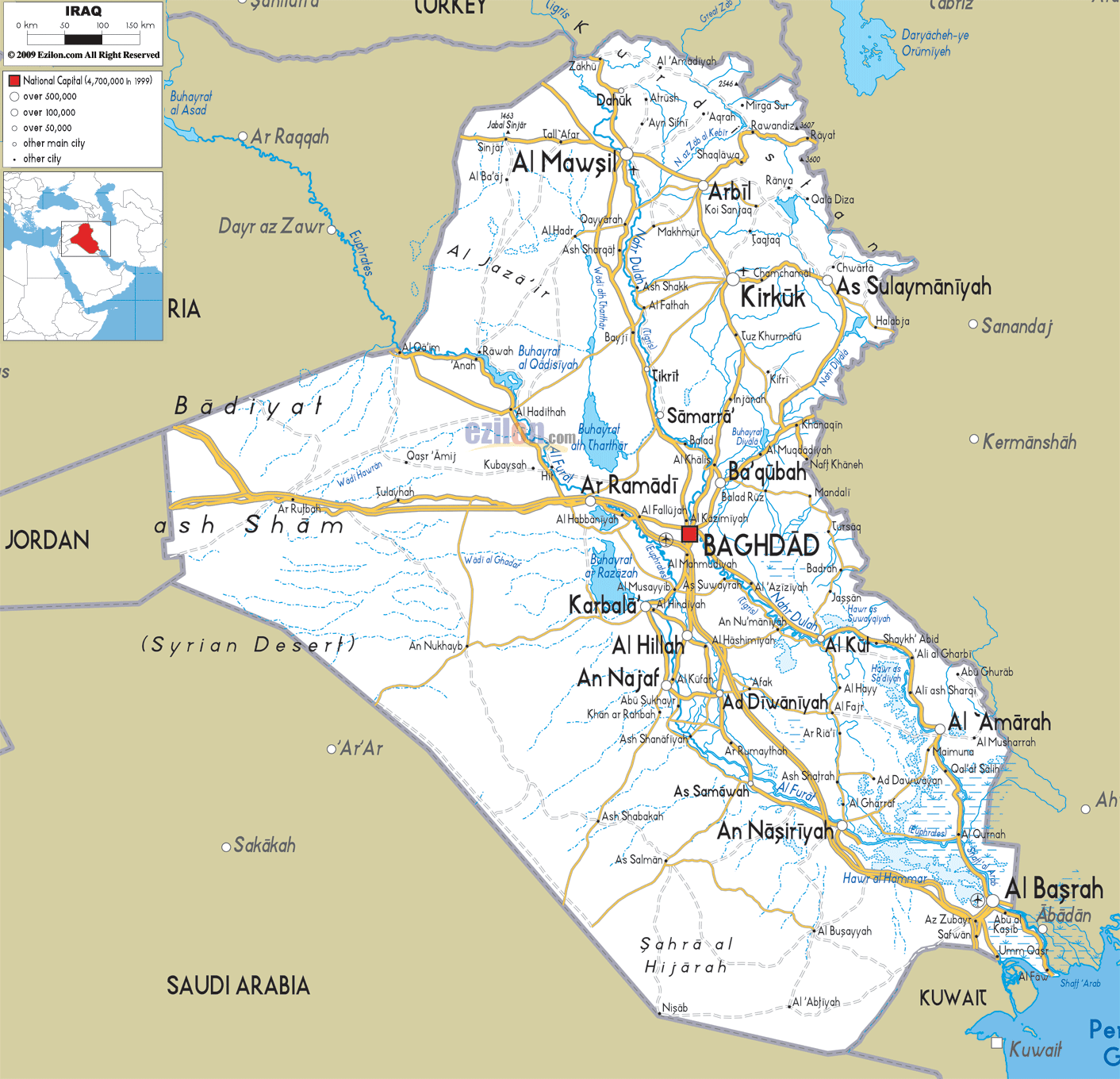 Printable Map Of Detailed Maps Of Iraq Road Maps And Political Maps Images