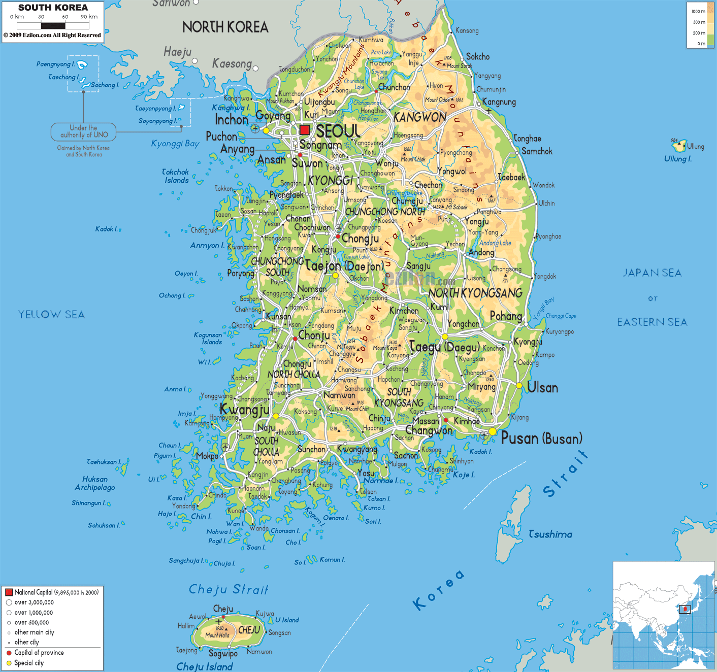 South Korea Geographical Map South Korea - Maps + Interaction