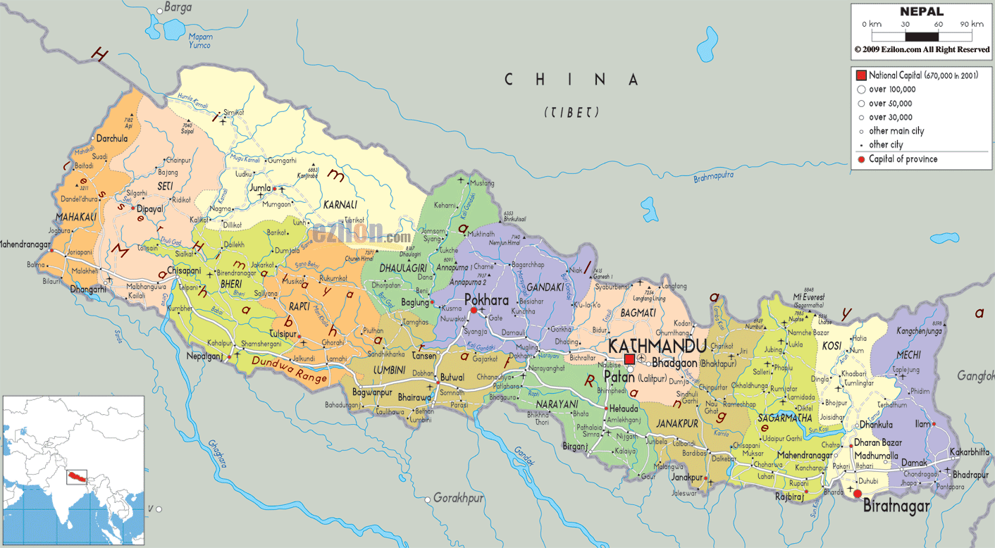 Political Map Of Nepal Ezilon Maps