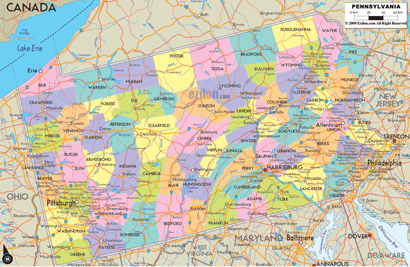 Maps Of Pennsylvania Counties