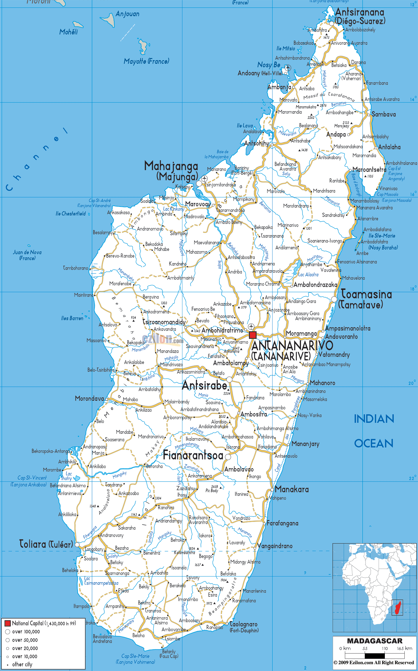 Detailed Clear Large Road Map of Madagascar - Ezilon Maps
