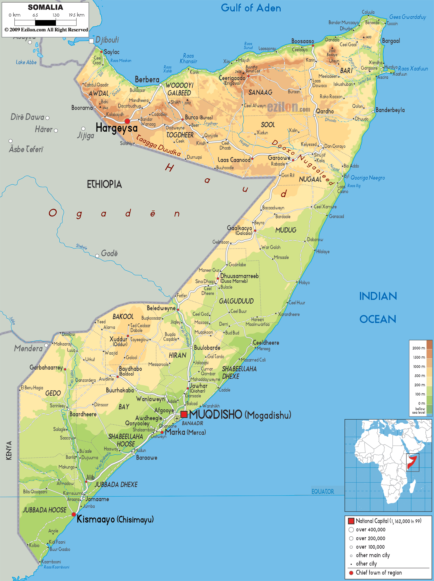 Physical Map Of Somalia Physical Map of Somalia  Ezilon Maps