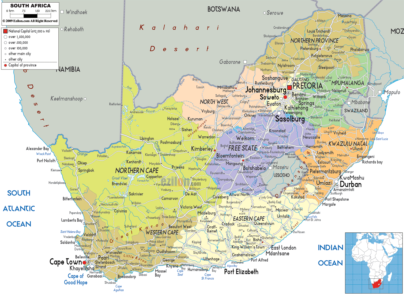 Political Map Of South Afri 