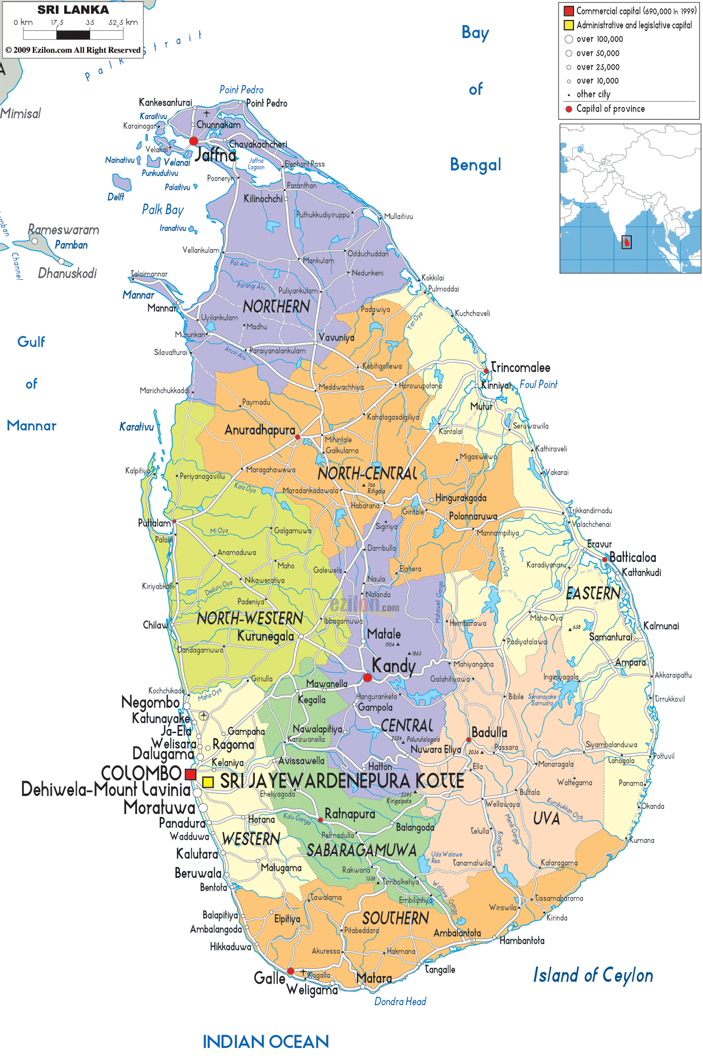 Sri Lanka Map  HD Political Map of Sri Lanka