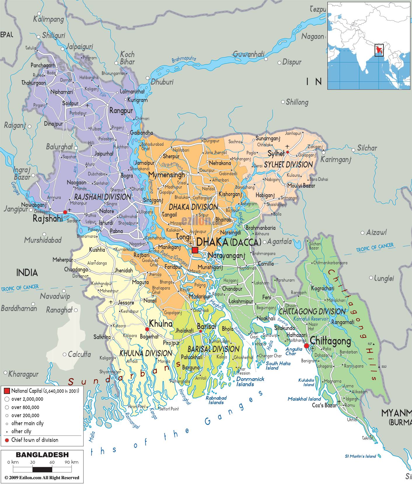 Political Map Of Bangladesh 
