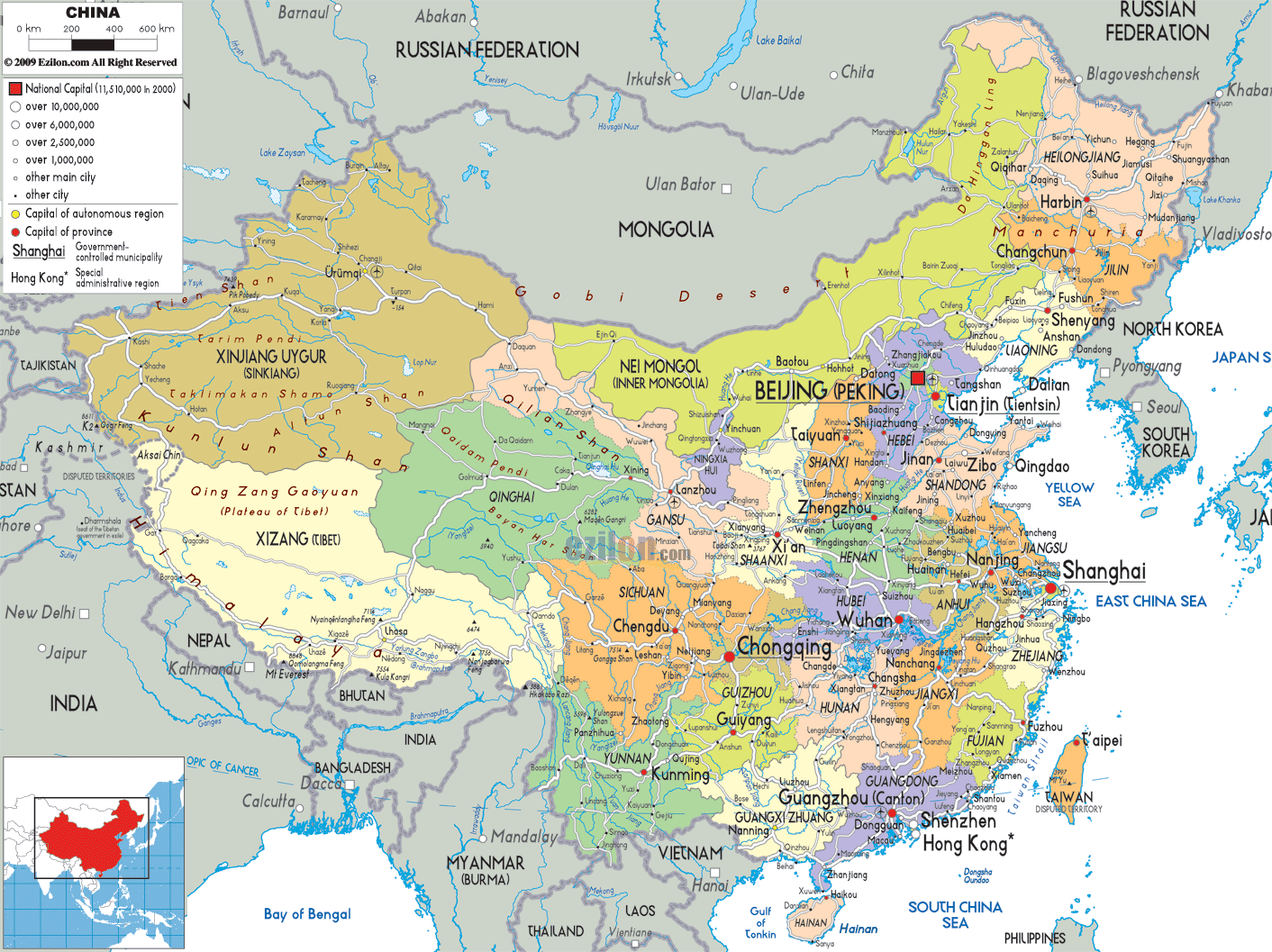 detailed map of china Detailed Political Map Of China Ezilon Maps detailed map of china