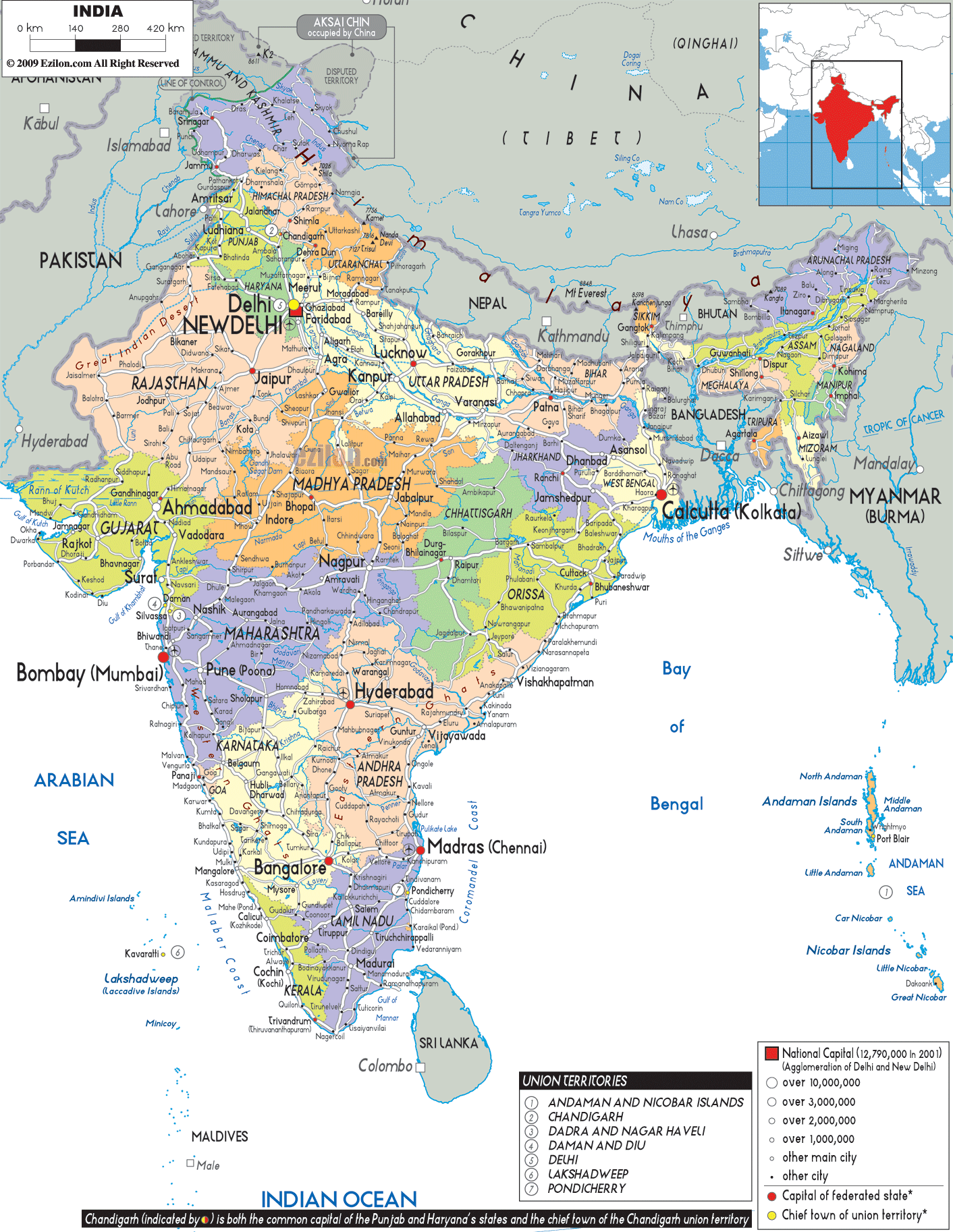 All States Of India On Map