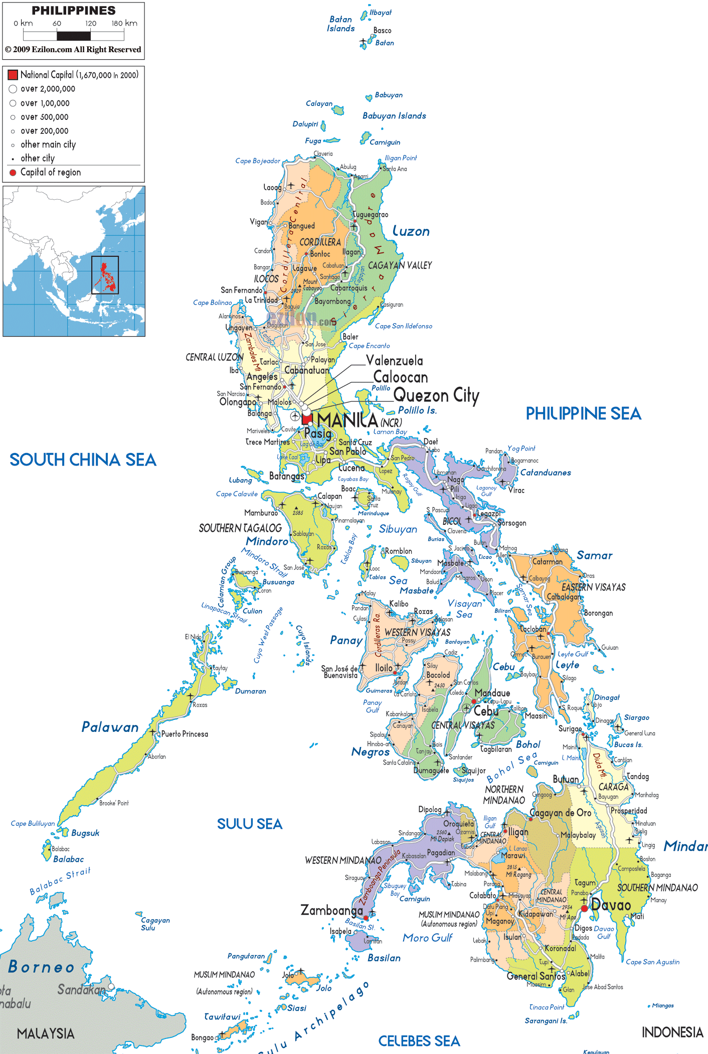 Detailed Political Map of Philippines - Ezilon Maps