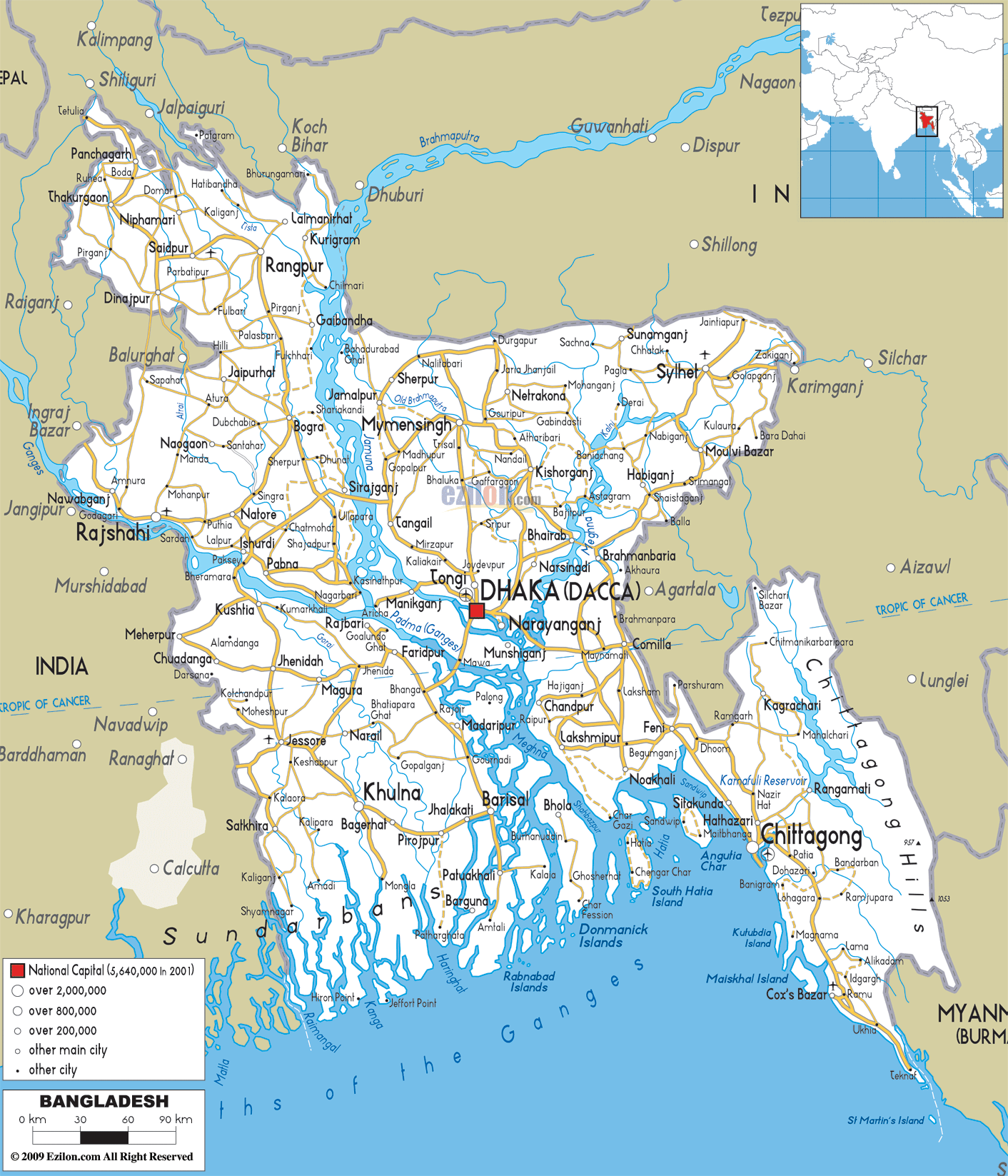 Road Map Of Bangladesh 