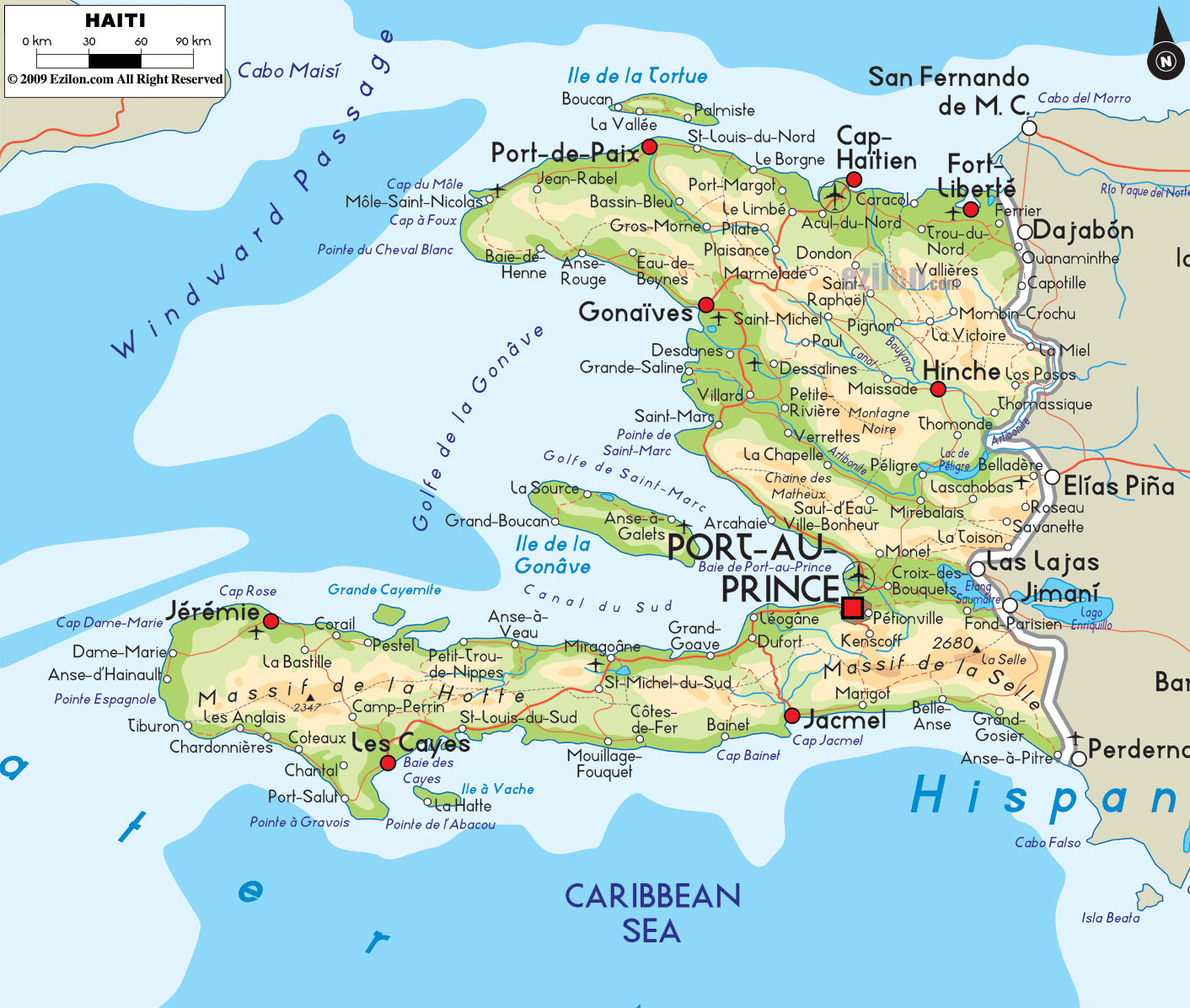 Haiti Physical Map 