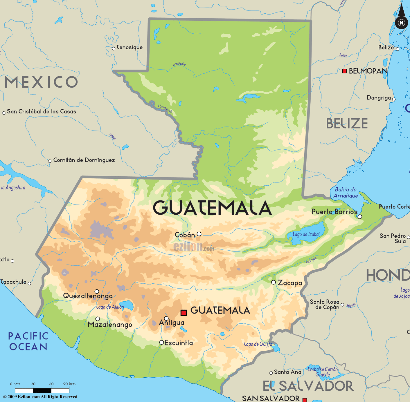 Road Map of Guatemala and Guatemala Road Maps