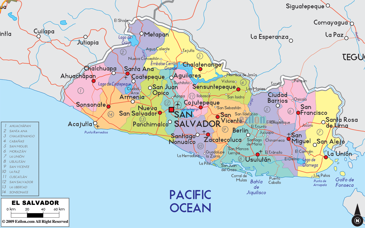 Political Map Of El Salvado 