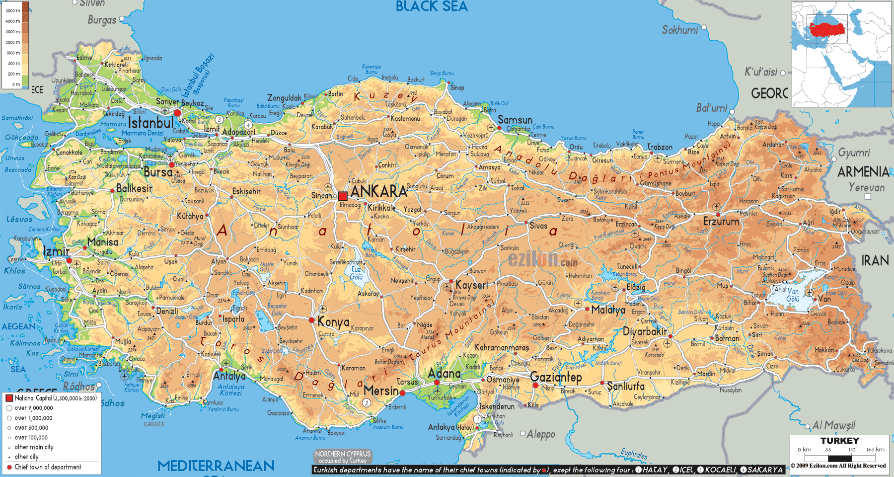 Turkish Physical Map 