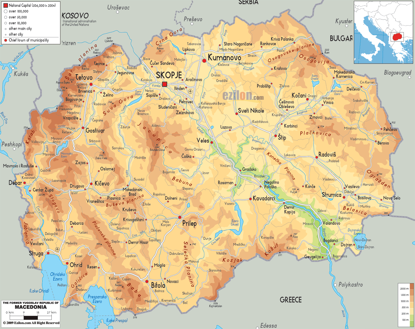 Physilcal Map Of Macedonia 