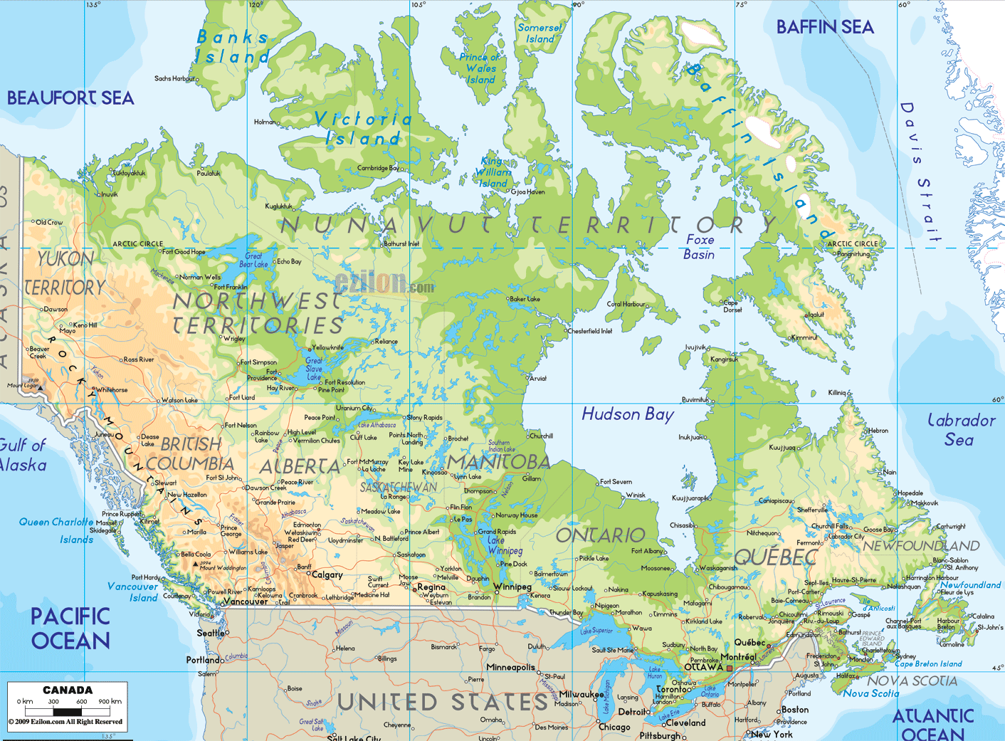 Canada Map With Rivers And Lakes | Images and Photos finder