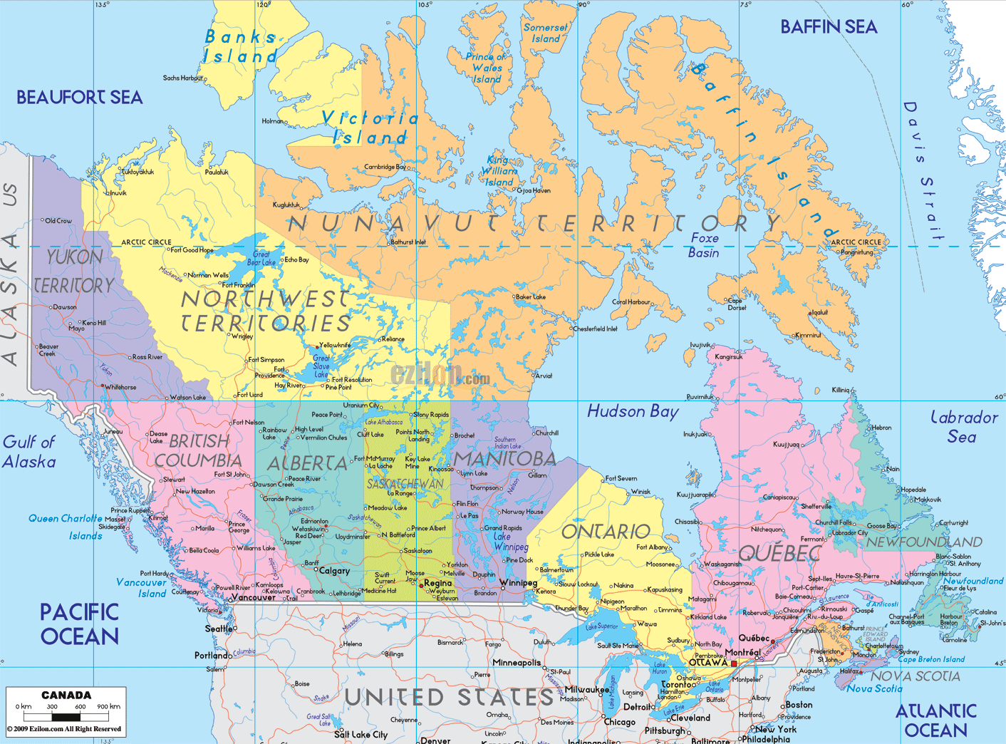 Political Map Of Canada 