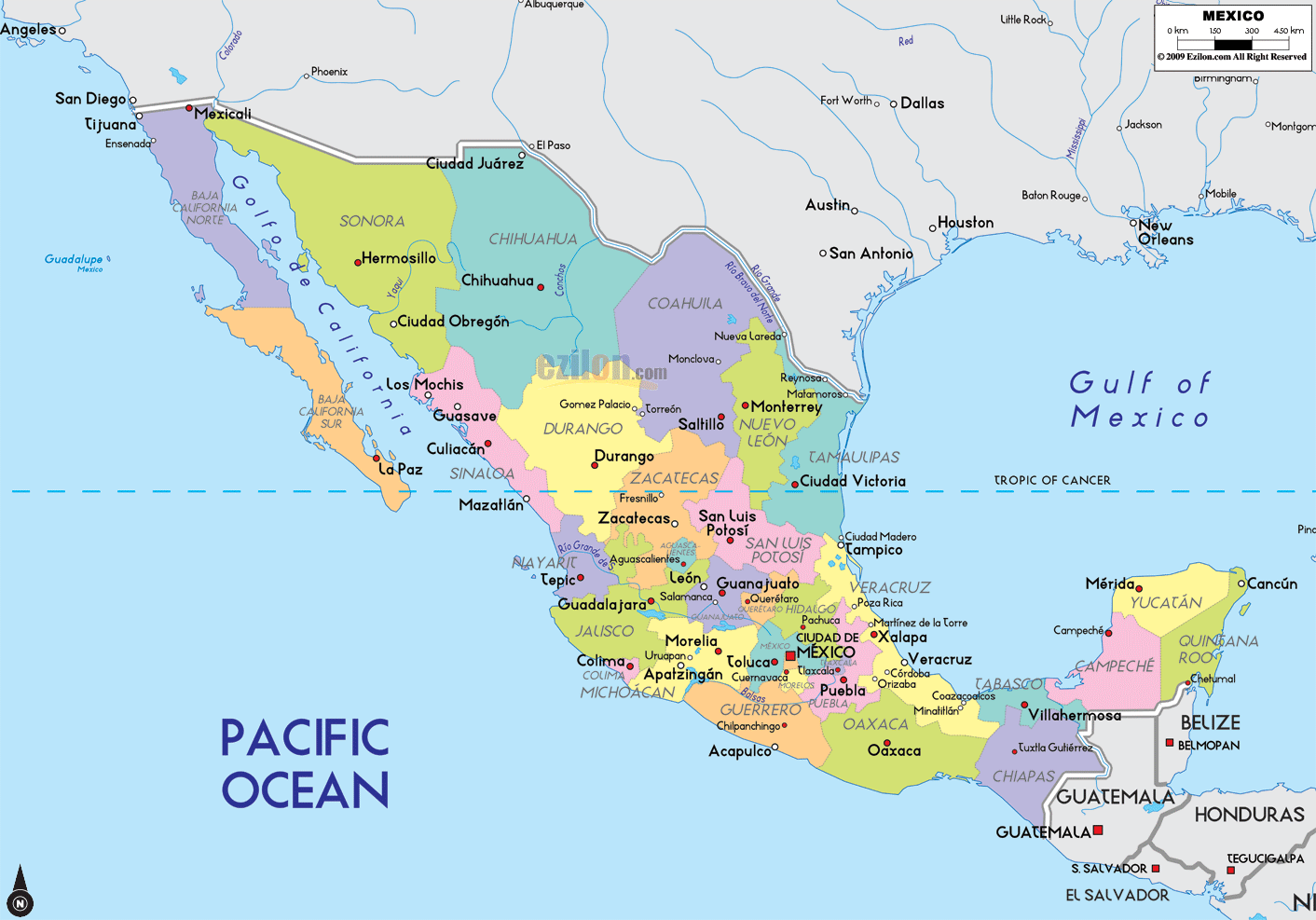 map-of-mexico-with-its-cities-ezilon-maps