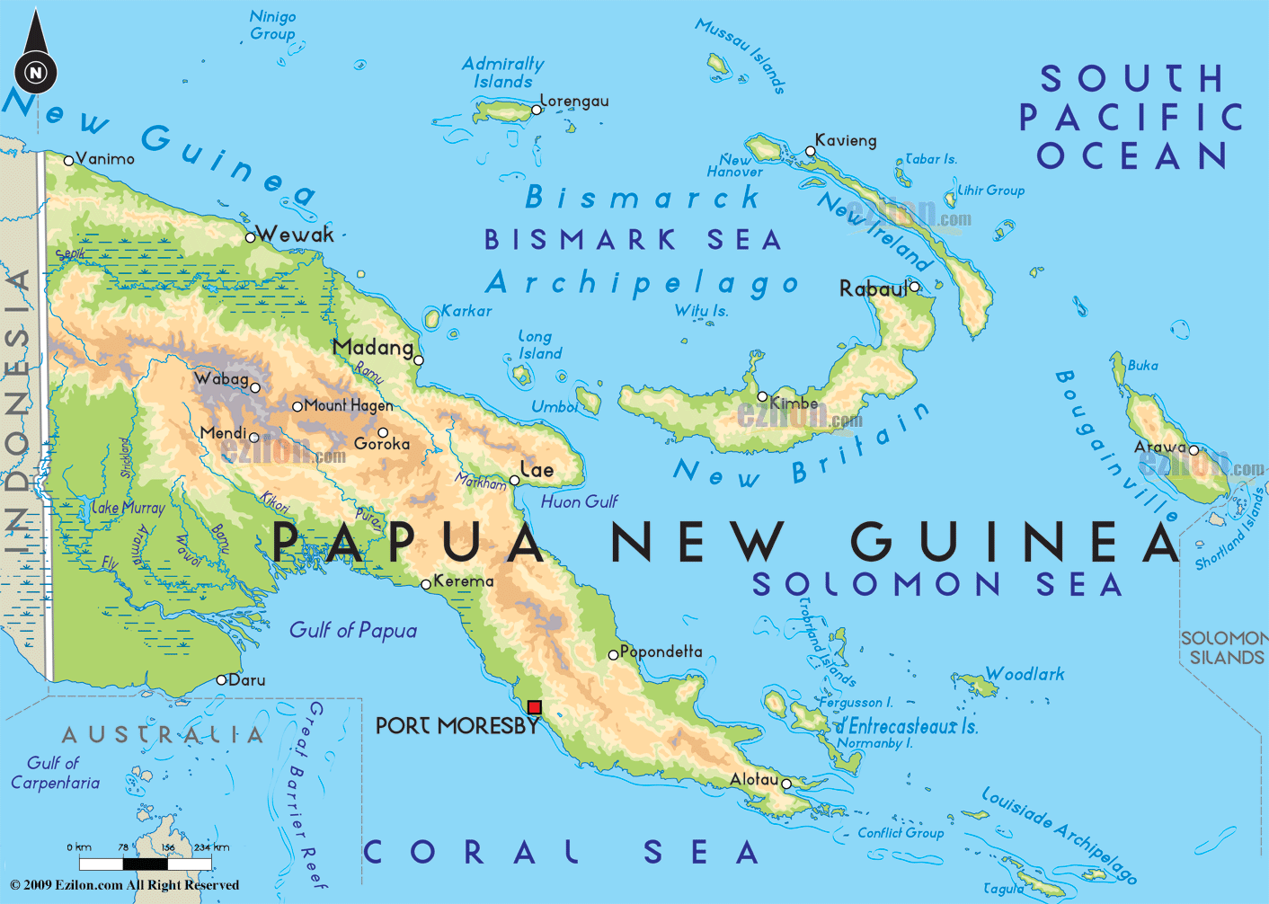 Road Map Of Papua New Guinea And Papua New Guinea Road Maps