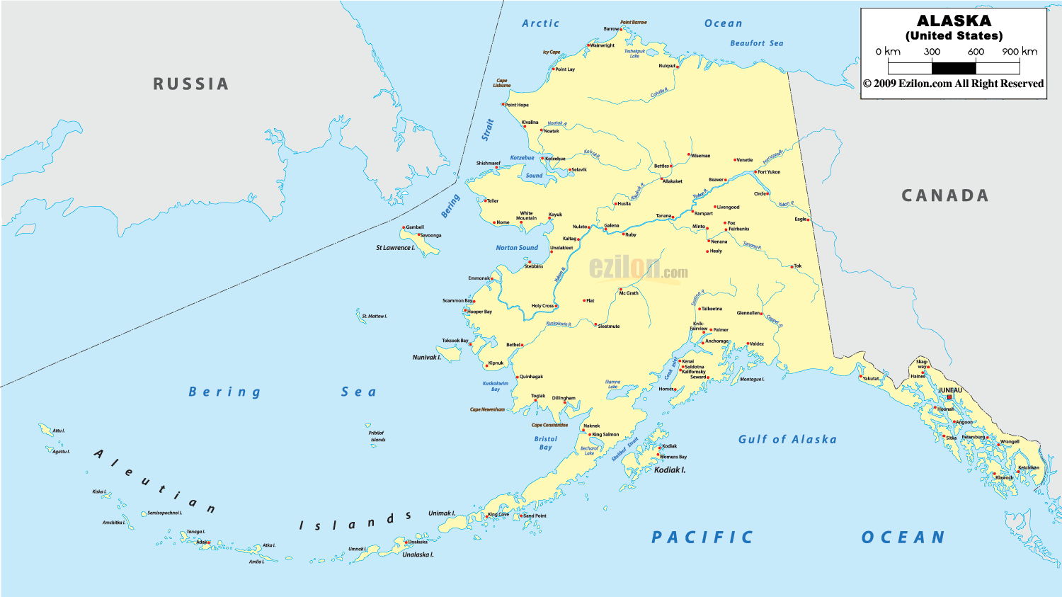 Detailed Political Map of Alaska - Ezilon Maps