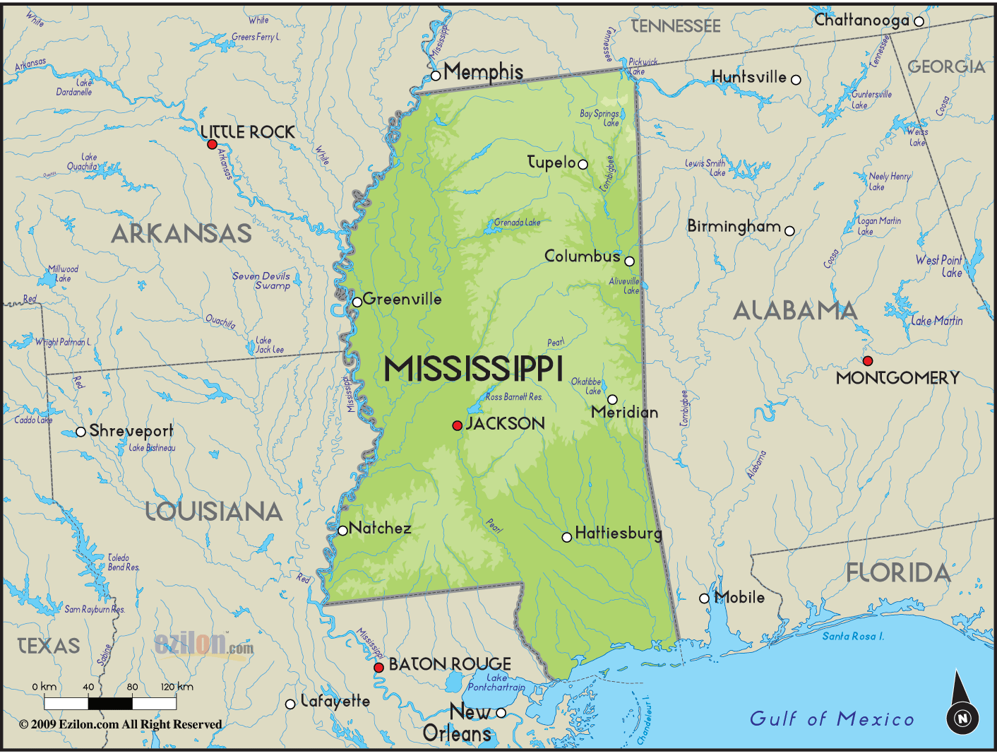 Mississippi On The Map Of Usa - United States Map