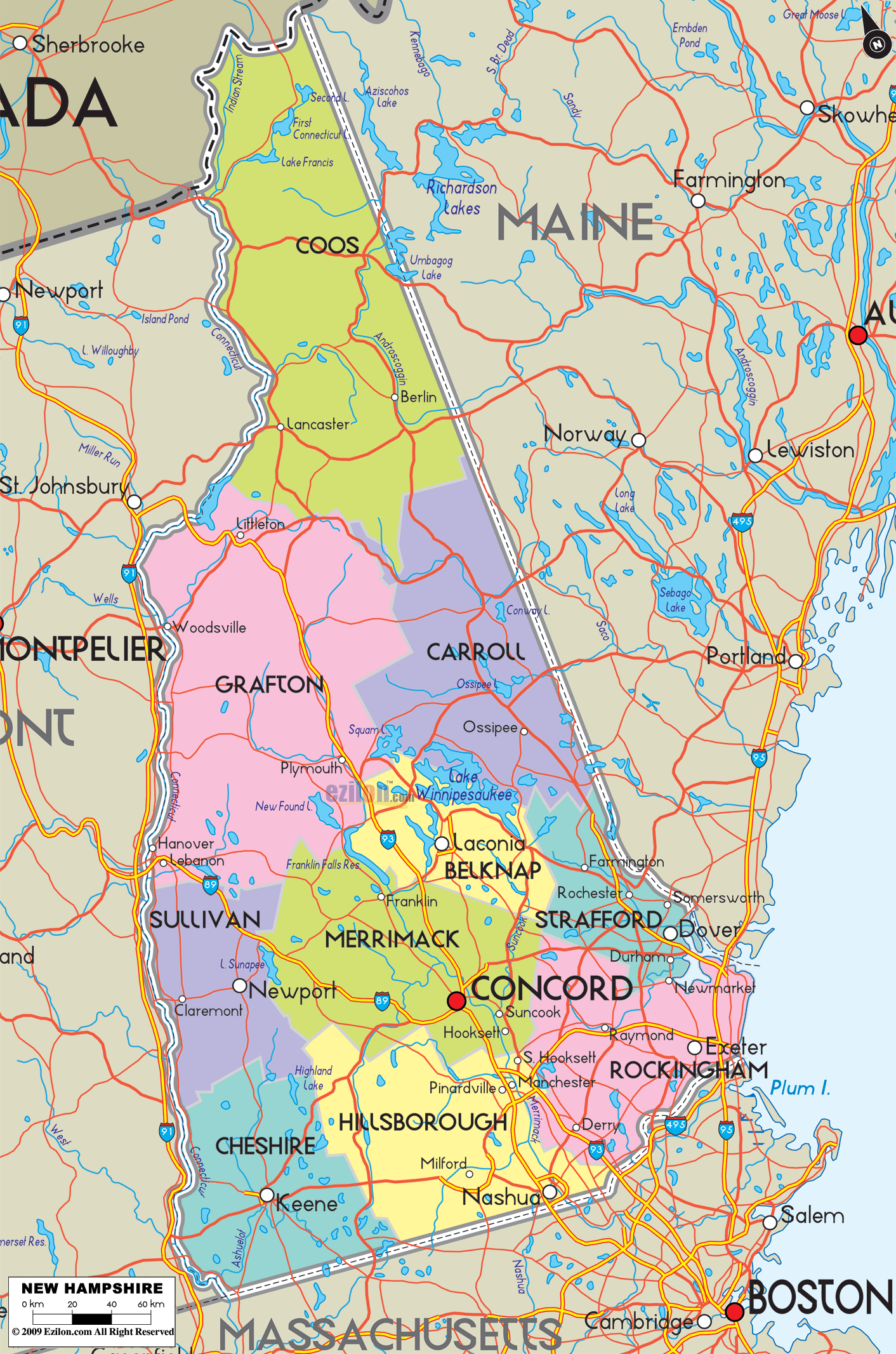 Map Of New Hampshire And Maine - About You