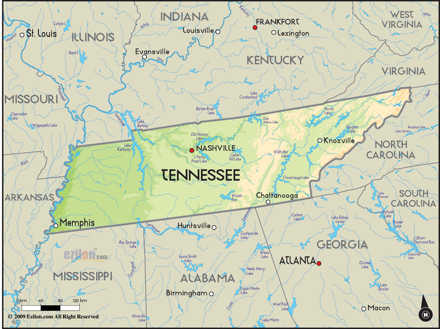 Simple Tennessee Map