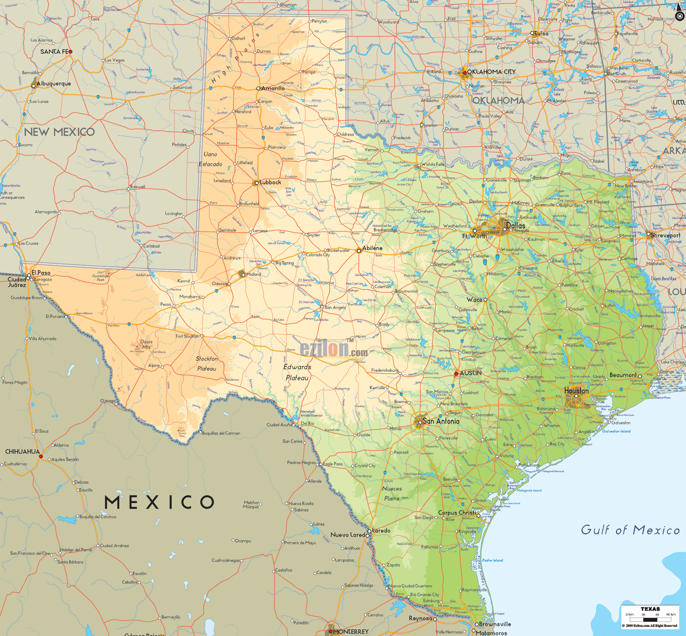 texas physical map