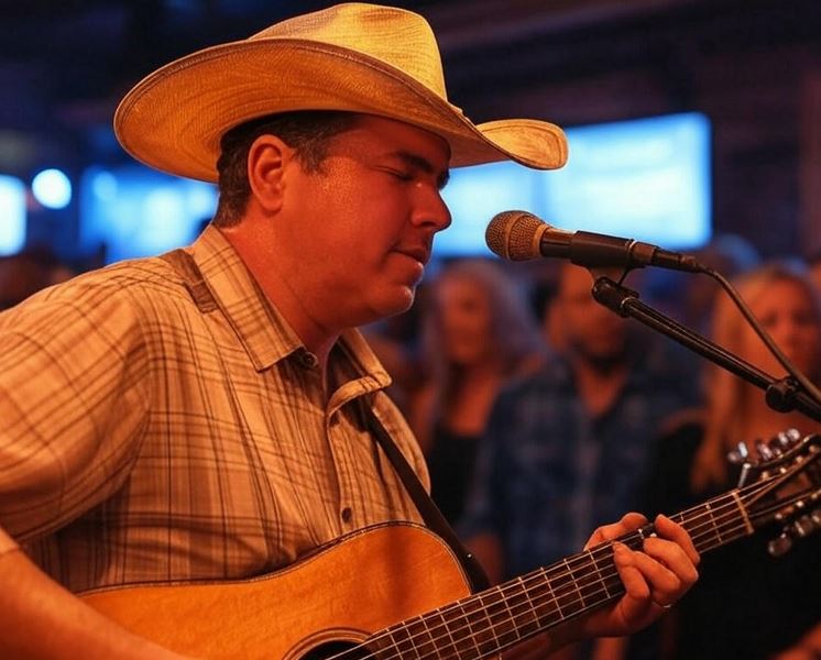 Country musician playing in Nashville, TN and entertaining the crowd.